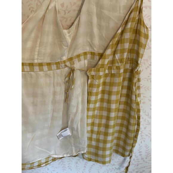 BCBG Yellow and White Gingham Wrap Mini Dress - Picture 8 of 9
